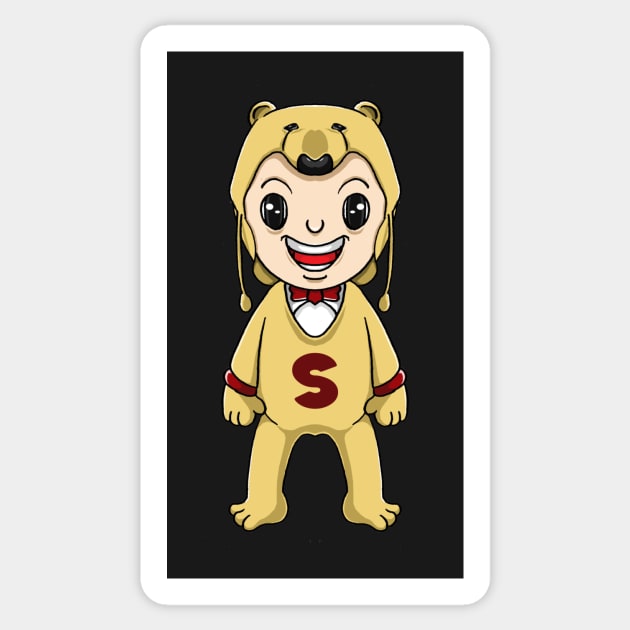 a little kid with a bear costume Sticker by Udin